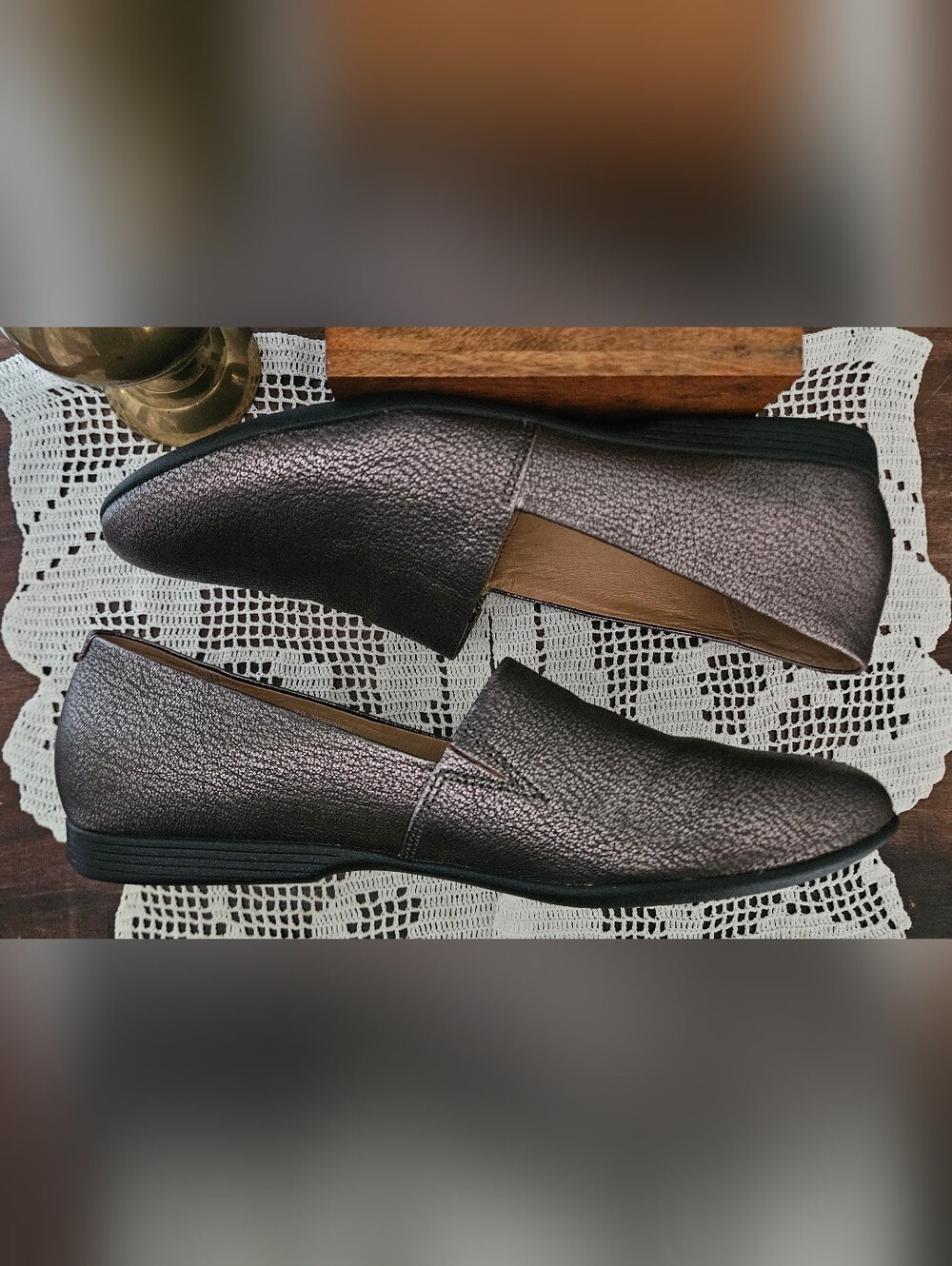 Dansko Larisa Upper Leather Pewter Metallic Loafers Size 9. - Picture 4 of 10
